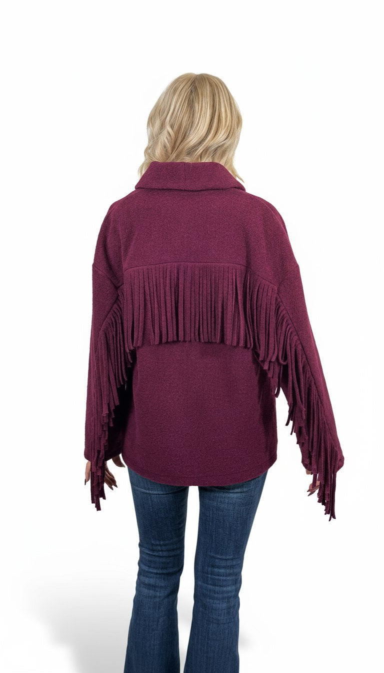 Mantella Mono Bottone con Frange Lana Taglia unica 40/46