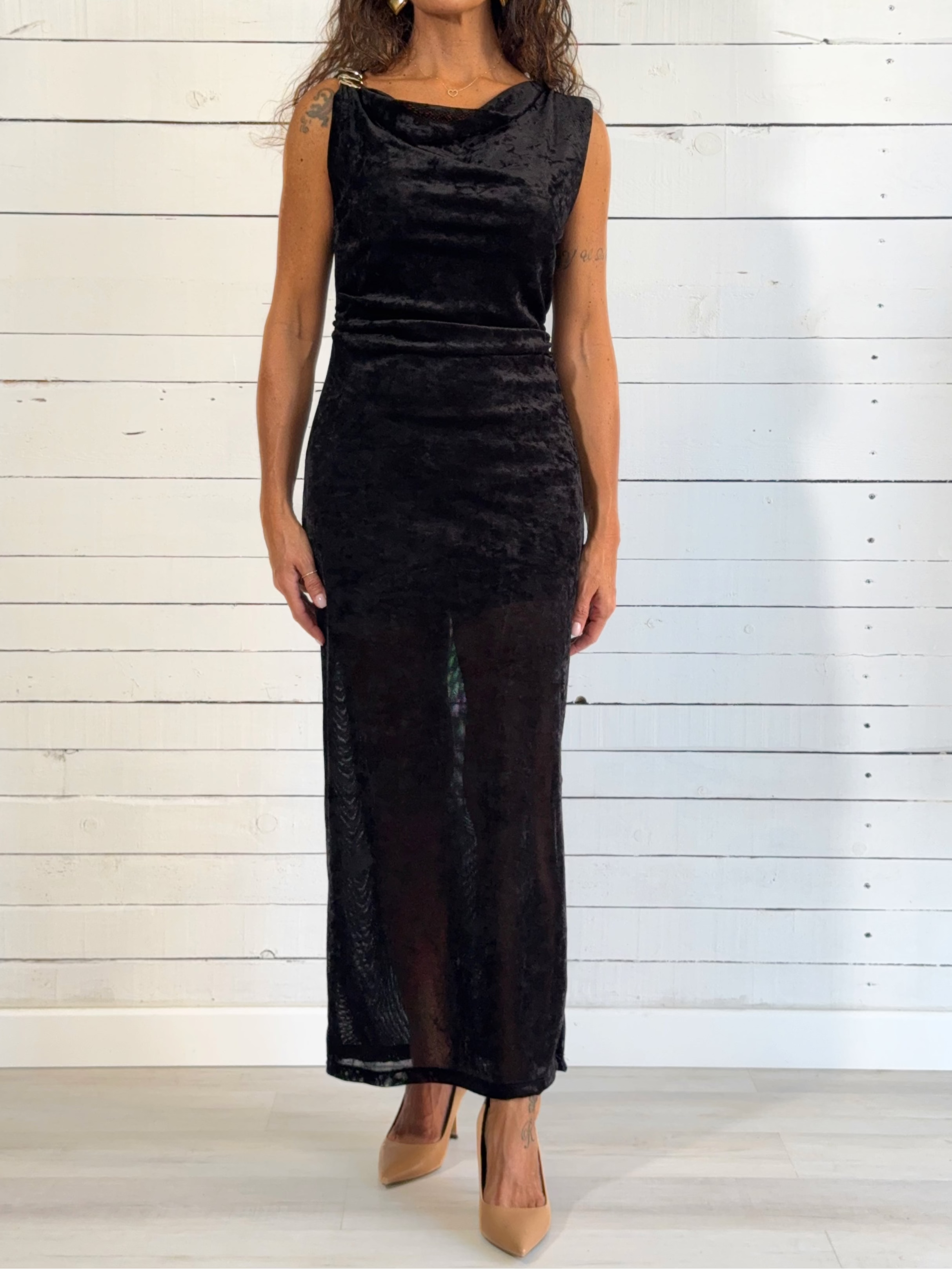 Abito velluto con dettaglio oro - Mood Shop Milano