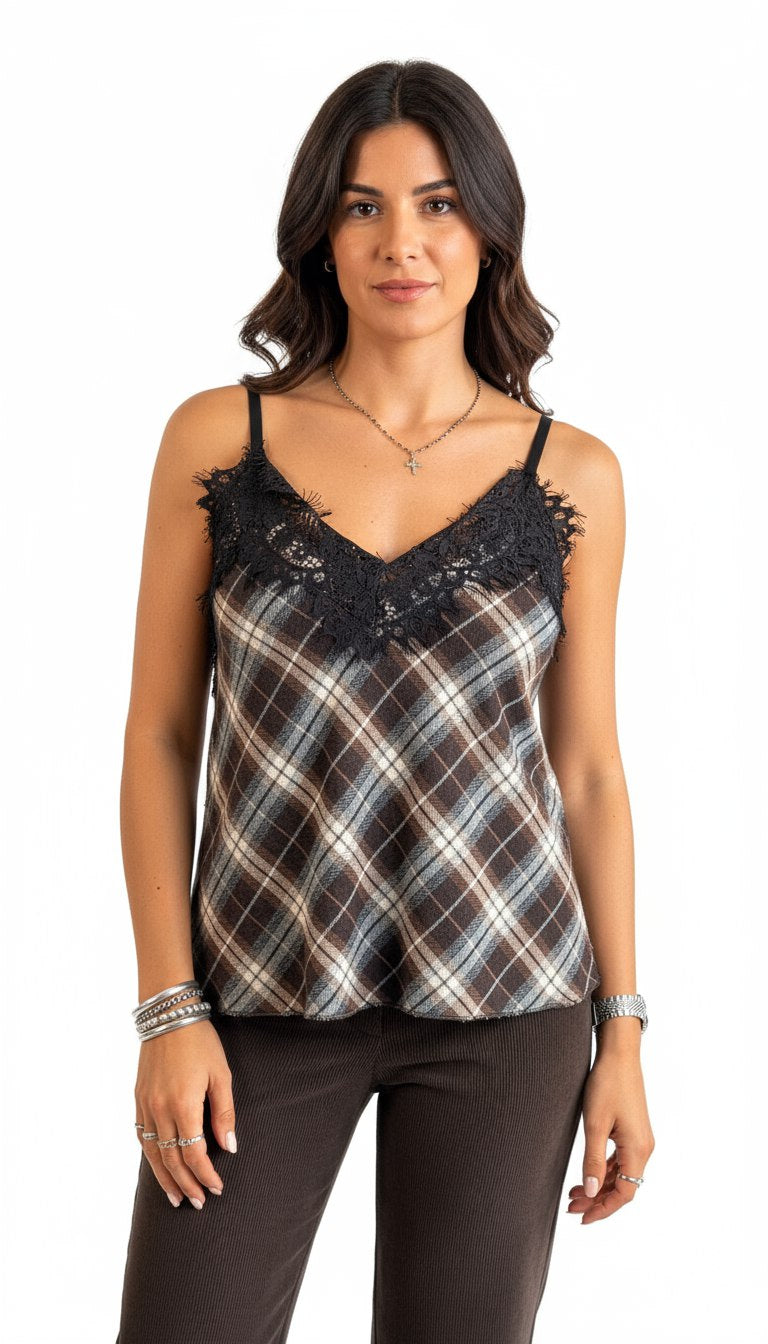 Canotta in Lana a Quadretti - Mood Shop Milano