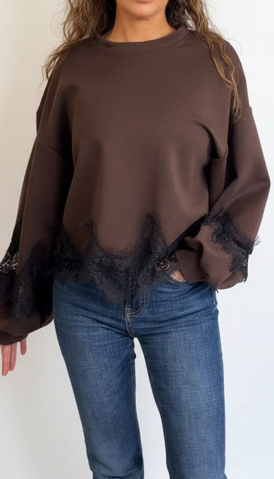 Felpa con dettagli in Pizzo - Mood Shop Milano