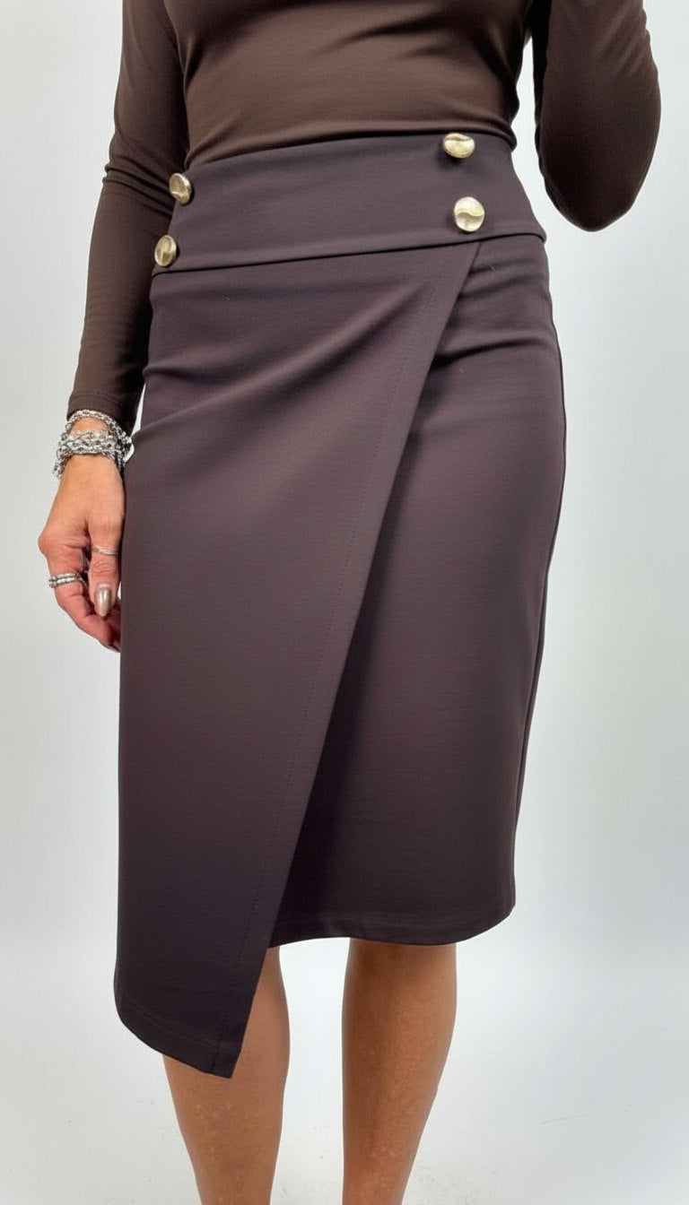 Gonna Longuette con Bottoni Oro