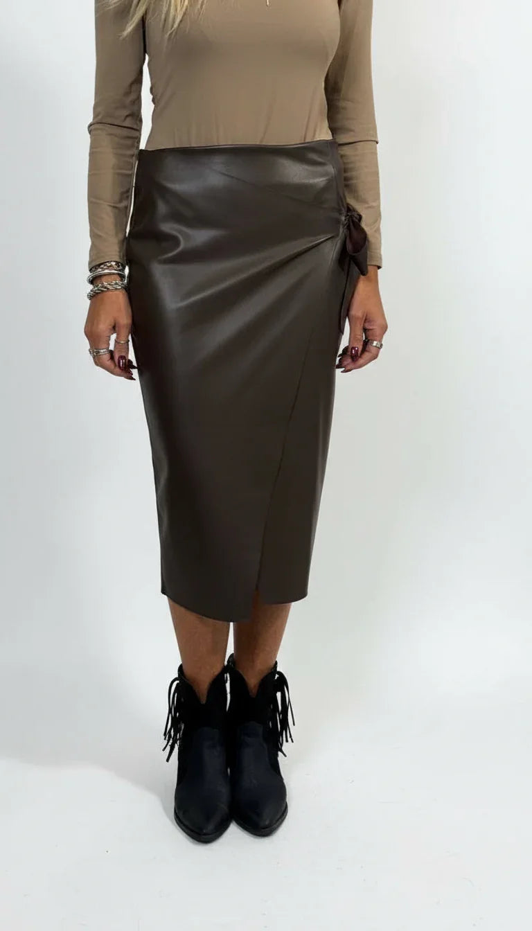 Gonna eco pelle marrone - Mood Shop Milano