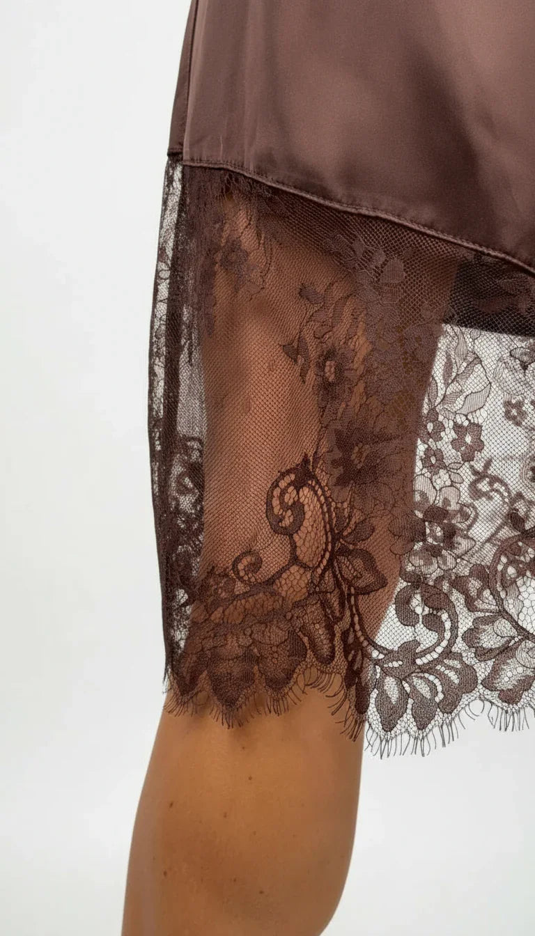 Gonna Raso Midi con Pizzo Taglia Unica 40/44 - Mood Shop Milano