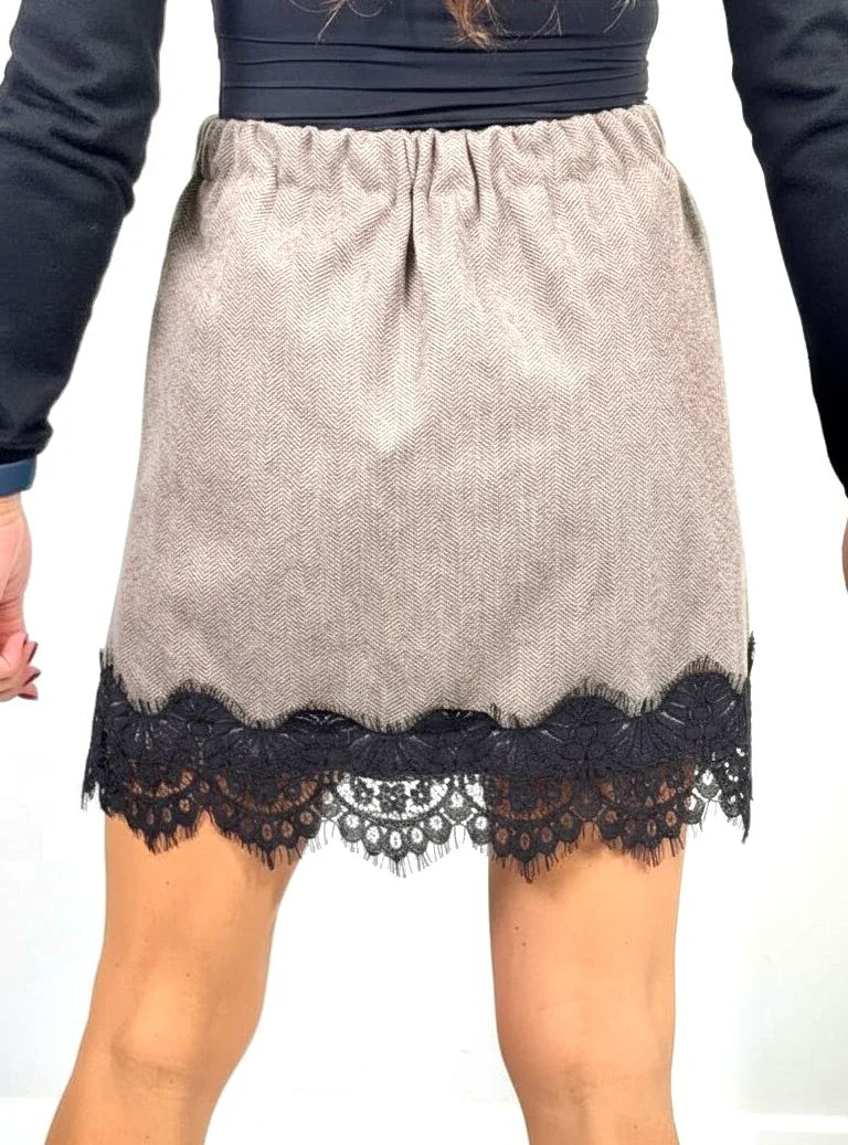 Gonna in lana con Inserti in Pizzo Taglia unica 40/44 - Mood Shop Milano