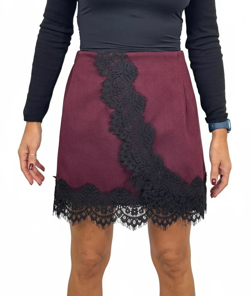 Gonna in lana con Inserti in Pizzo Taglia unica 40/44 - Mood Shop Milano