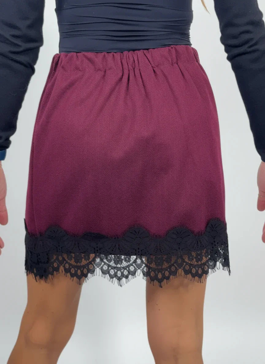 Gonna in lana con Inserti in Pizzo Taglia unica 40/44 - Mood Shop Milano