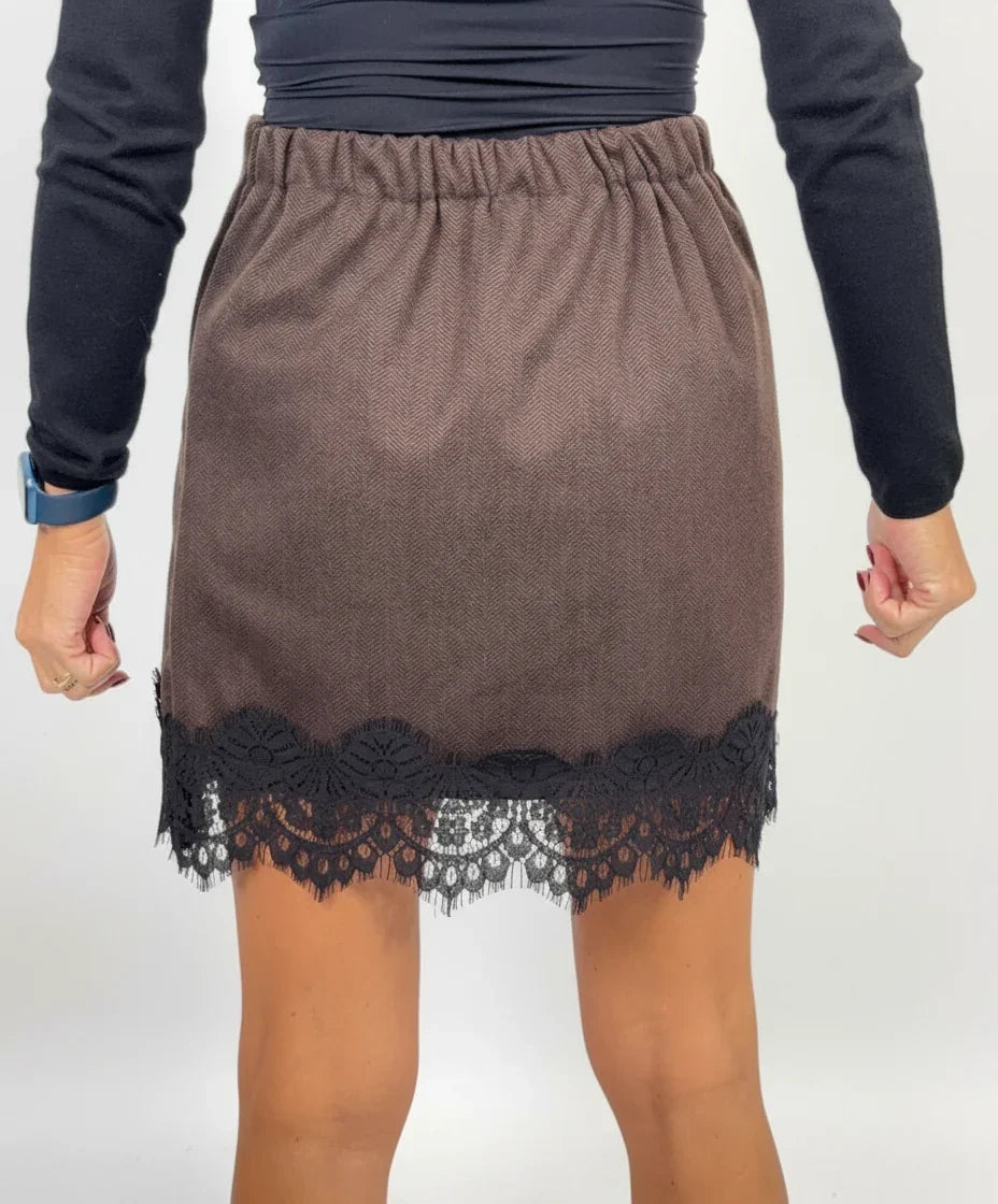 Gonna in lana con Inserti in Pizzo Taglia unica 40/44 - Mood Shop Milano