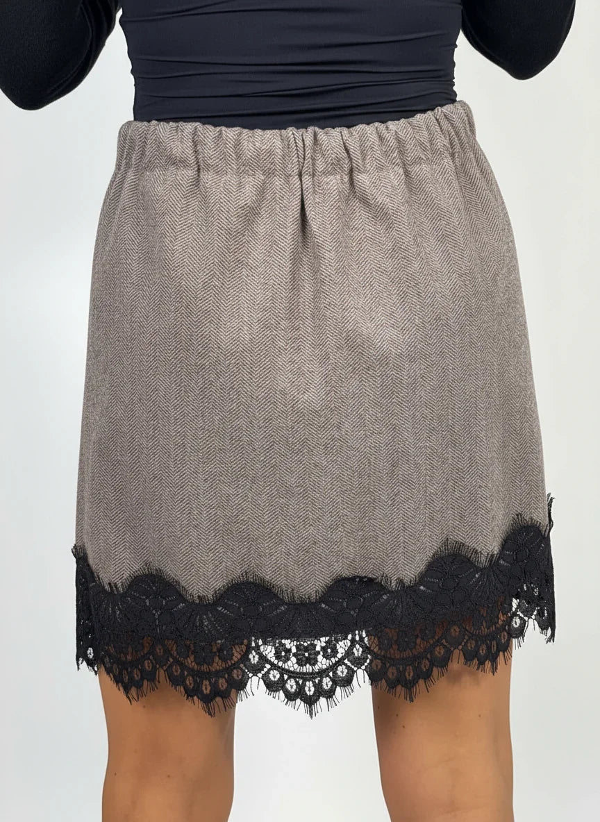 Gonna in lana con Inserti in Pizzo Taglia unica 40/44 - Mood Shop Milano