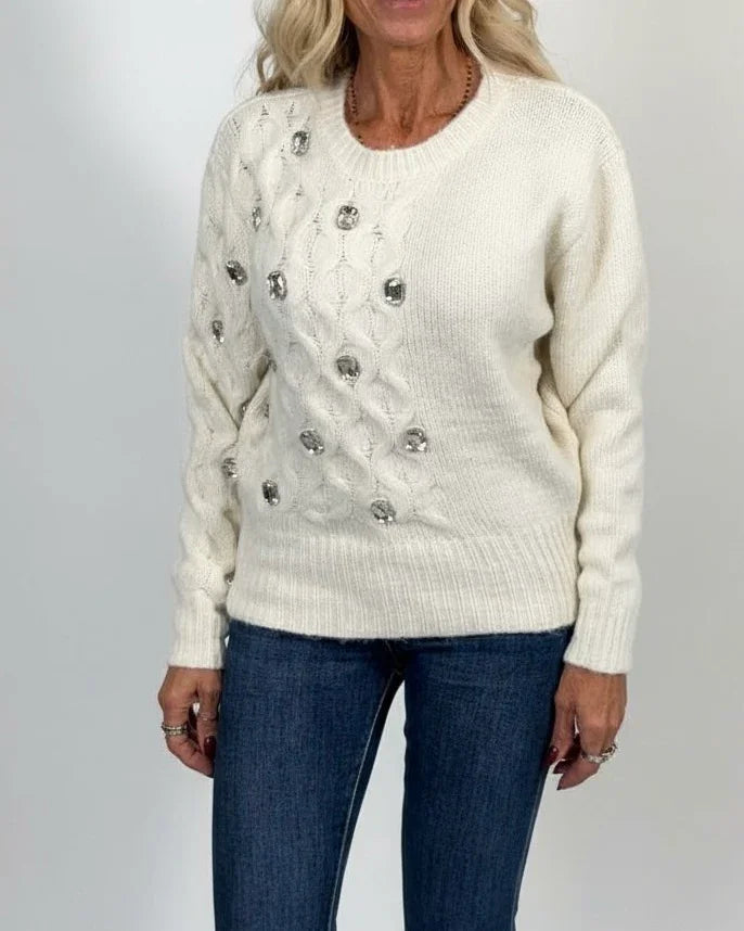 Maglione in lana Maniche lunghe con cristalli taglia unica 40/44 - Mood Shop Milano