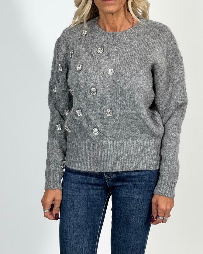 Maglione in lana Maniche lunghe con cristalli taglia unica 40/44 - Mood Shop Milano