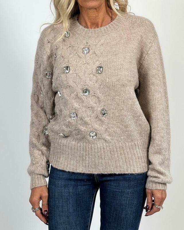 Maglione in lana Maniche lunghe con cristalli taglia unica 40/44 - Mood Shop Milano