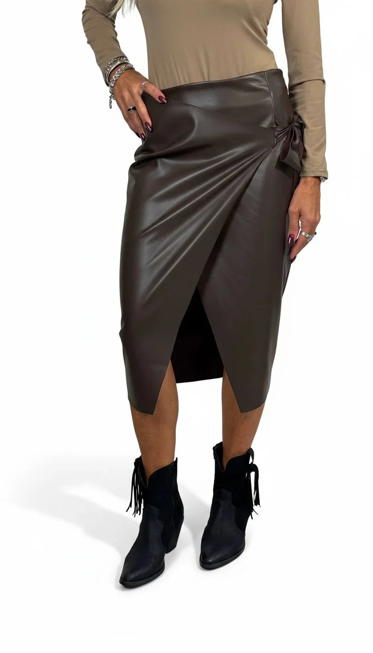 Gonna eco pelle marrone - Mood Shop Milano