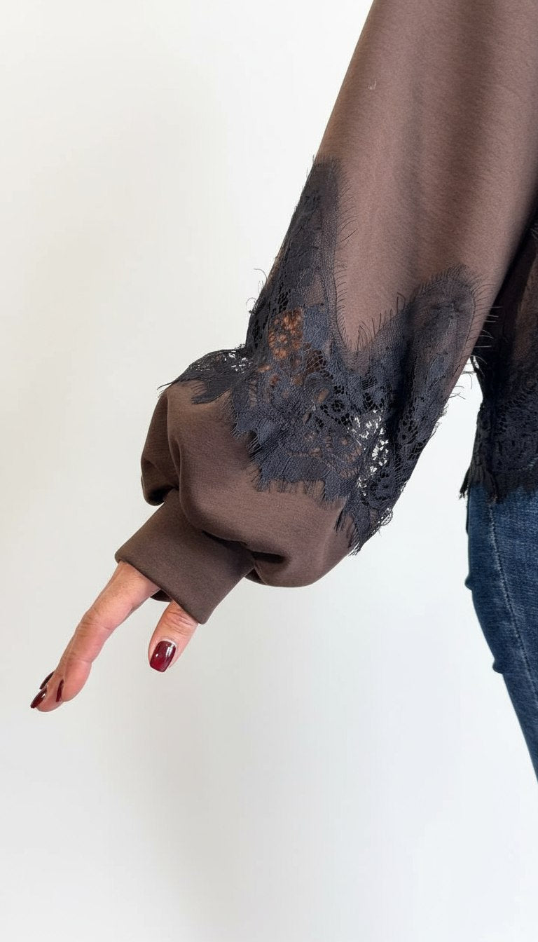 Felpa con dettagli in Pizzo - Mood Shop Milano