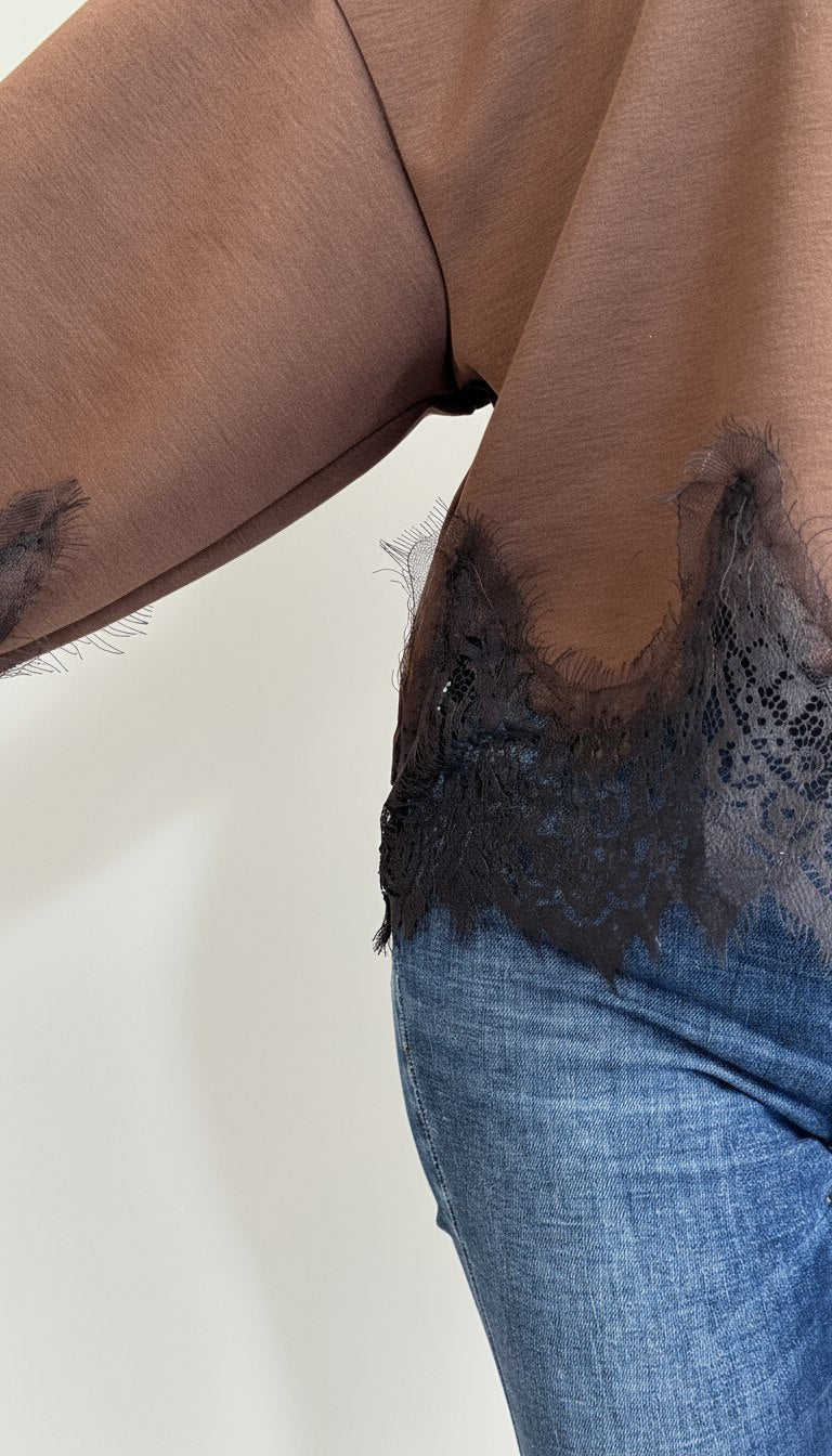 Felpa con dettagli in Pizzo - Mood Shop Milano