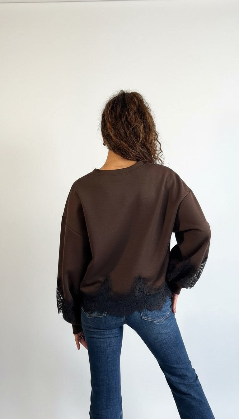 Felpa con dettagli in Pizzo - Mood Shop Milano