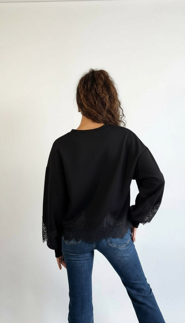 Felpa con dettagli in Pizzo - Mood Shop Milano