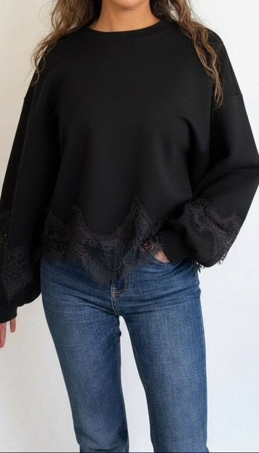 Felpa con dettagli in Pizzo - Mood Shop Milano