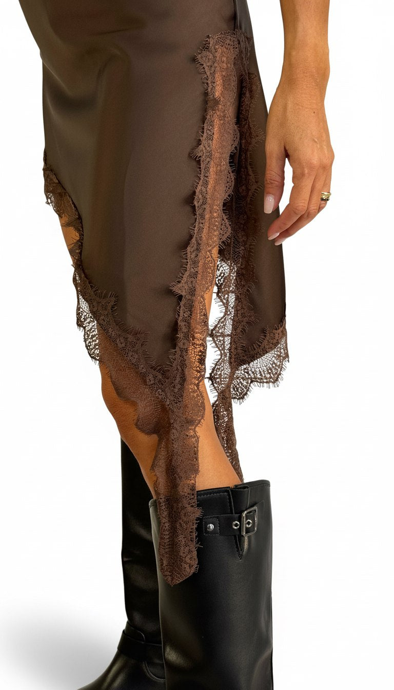 Abito In Raso con Pizzo - Mood Shop Milano