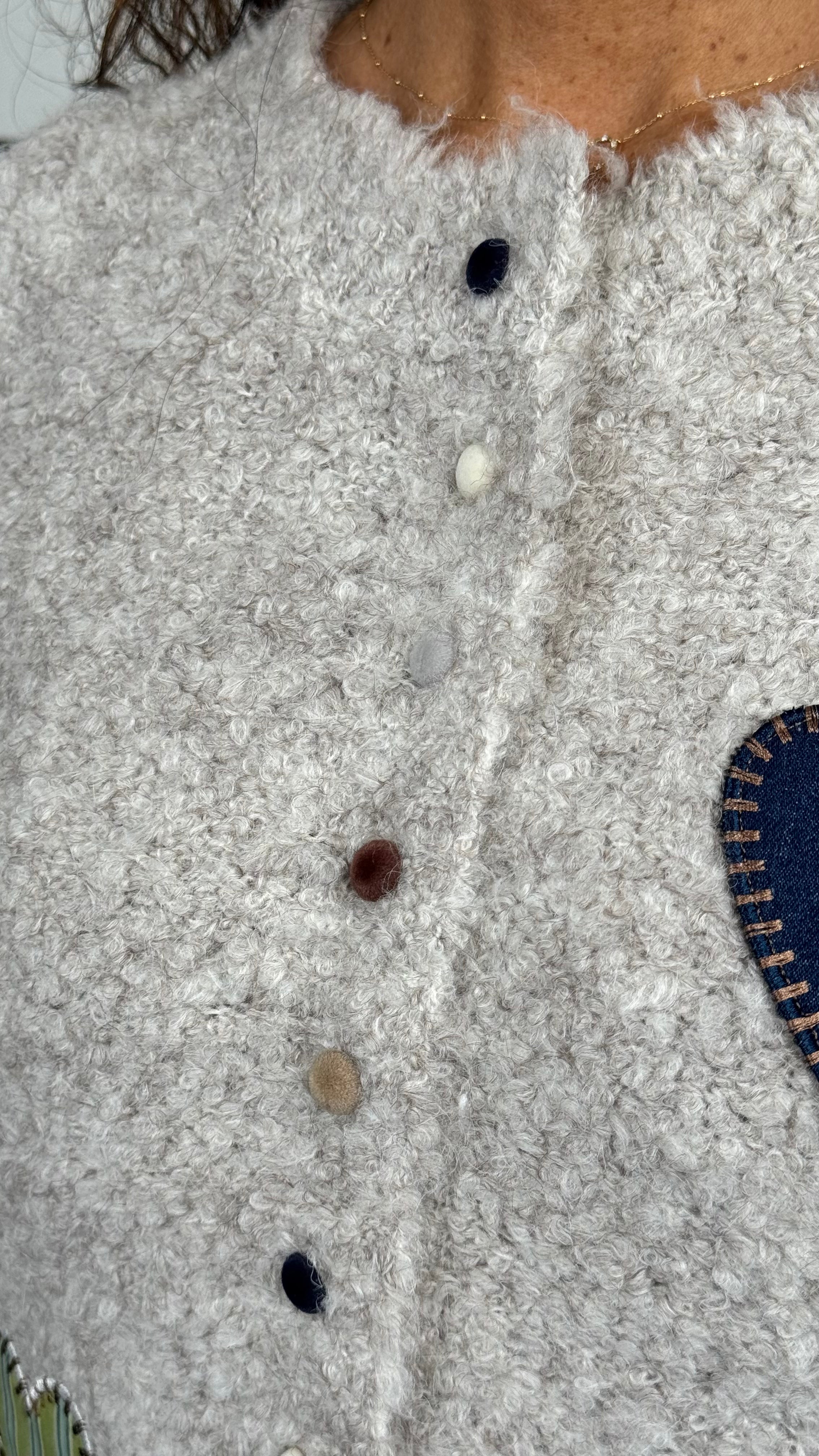 Cardigan con Cuori misto lana