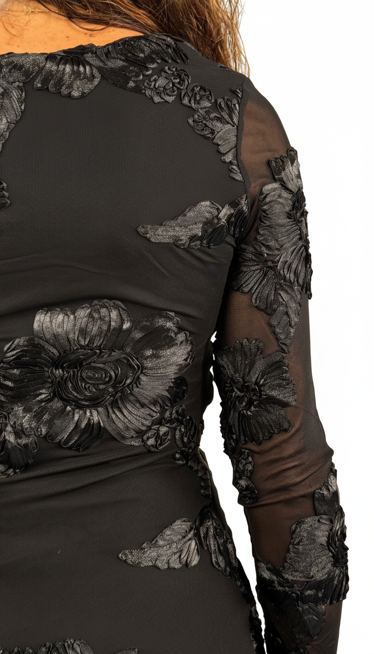 Abito aderente con maniche in tulle - Mood Shop Milano