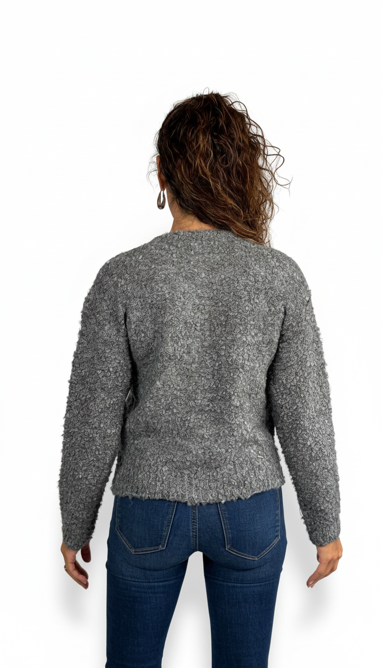 Cardigan con Cuori misto lana