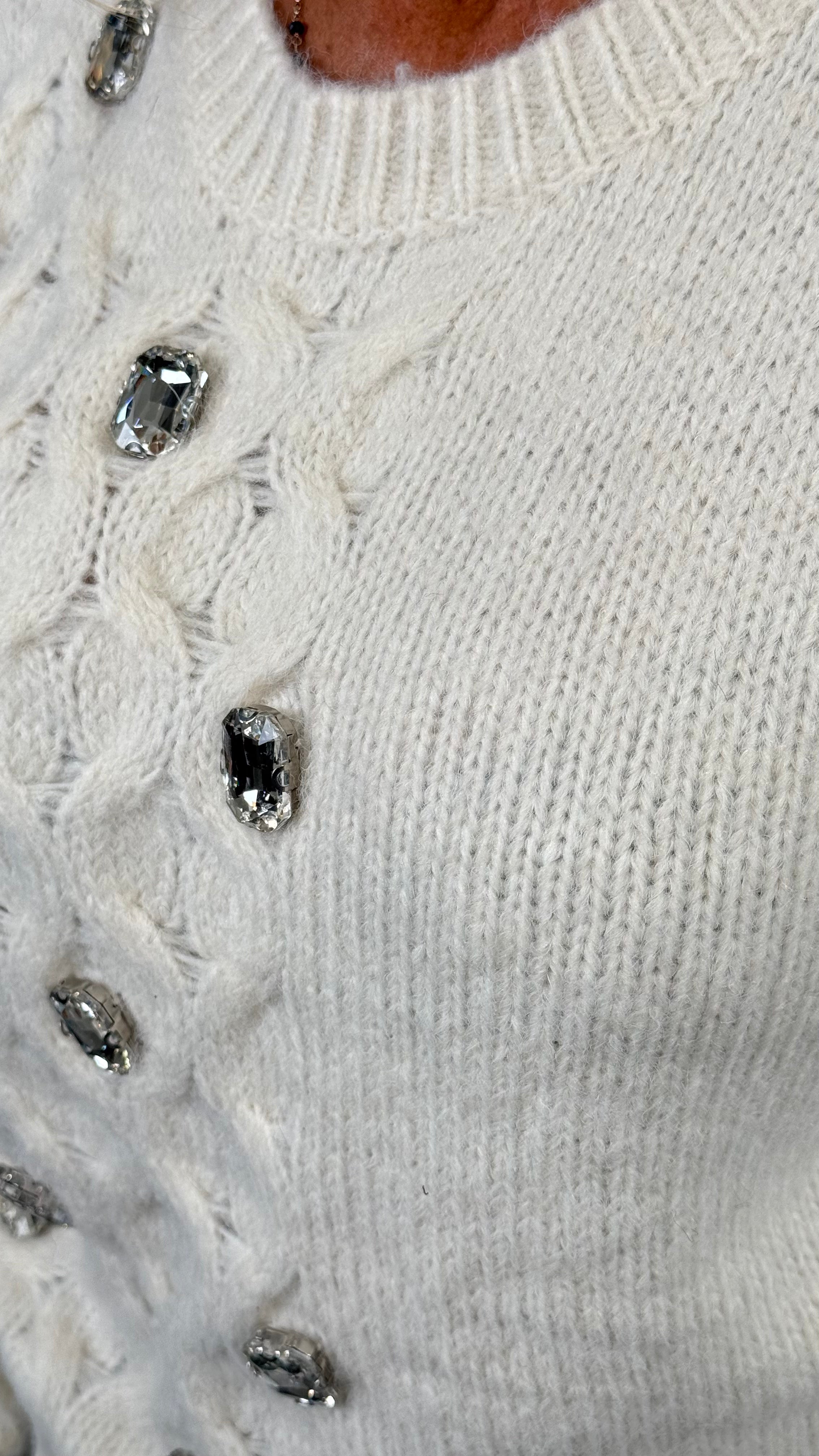 Maglione in lana Maniche lunghe con cristalli taglia unica 40/44 - Mood Shop Milano